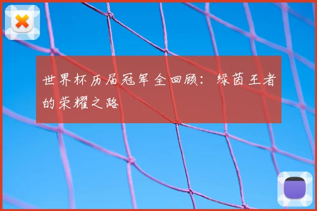 世界杯历届冠军全回顾:绿茵王者的荣耀之路